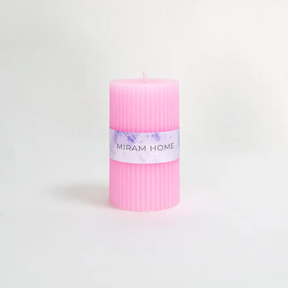Дизайнерская свеча-столбик Ribbed розовая 10 см 89370284 Santreyd STLM-0824128