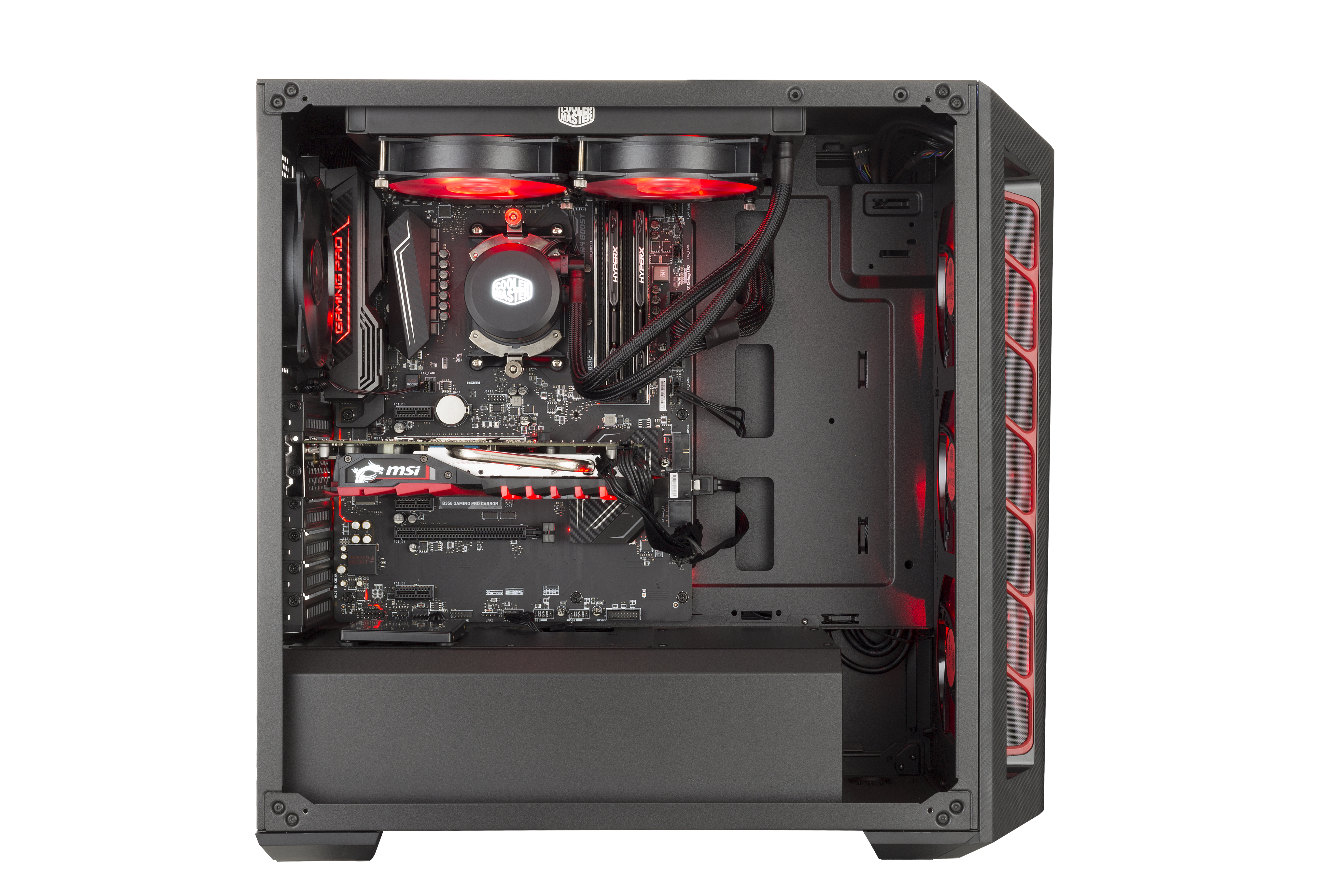 MCB-B510L-KANN-S00 masterbox mb510l, 2xusb3.0, 1x120 fan, w/o psu, black, red trim, atx Cooler Master Cooler Master MasterBox Santreyd  - Вид №3