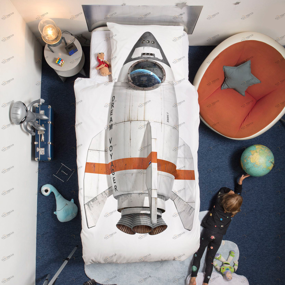 Детское постельное белье односпальное "Ракета" 150х200 см SNURK  335487 Белый 