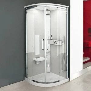 Душевая кабина термостатическая NEXIS 1 R90 HAMMAM Novellini NEXIS цвета белое дерево, с высоким душевым поддоном