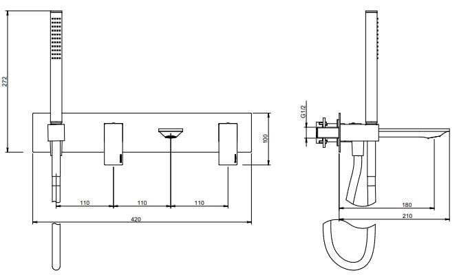 Латунный смеситель для ванны / душа Rubinetterie Treemme Q30 ARCH-00083779 - Вид №2