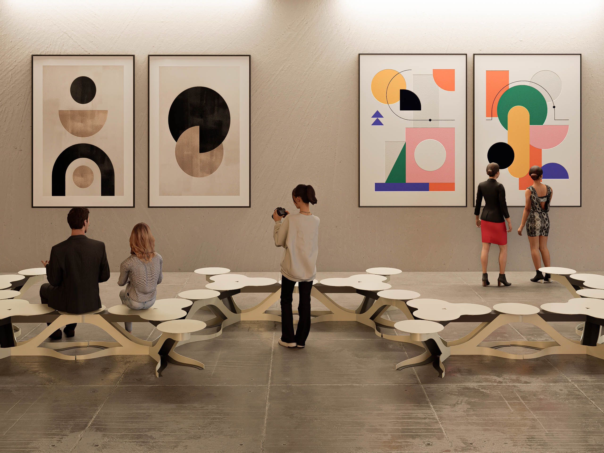 Модульная стальная скамья с порошковым покрытием на стержне CITYSì плющ ARCH-00144453 - Вид №7