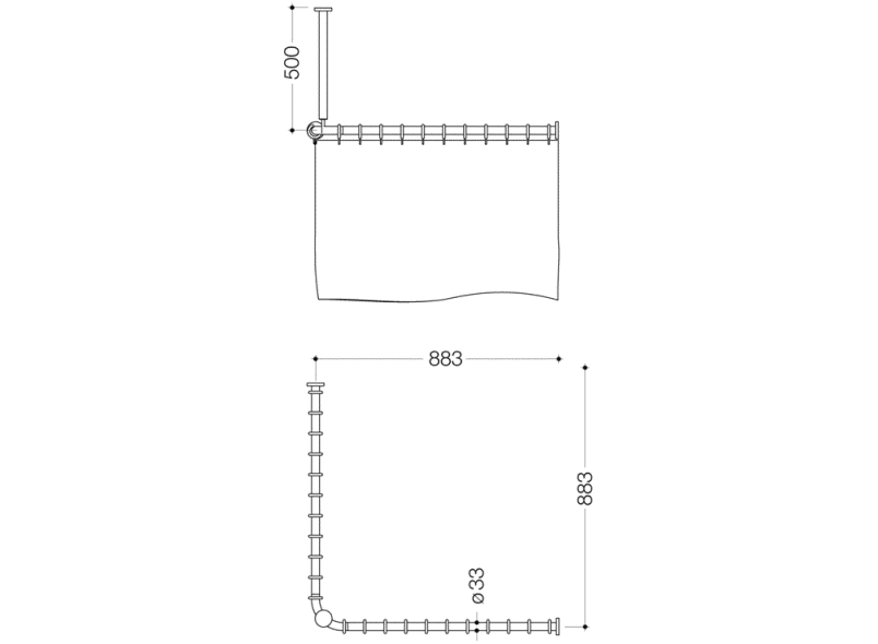 801.34B1462 Карниз с потолочным подвесом HEWI Edition matt | Polyamid  - Вид №1