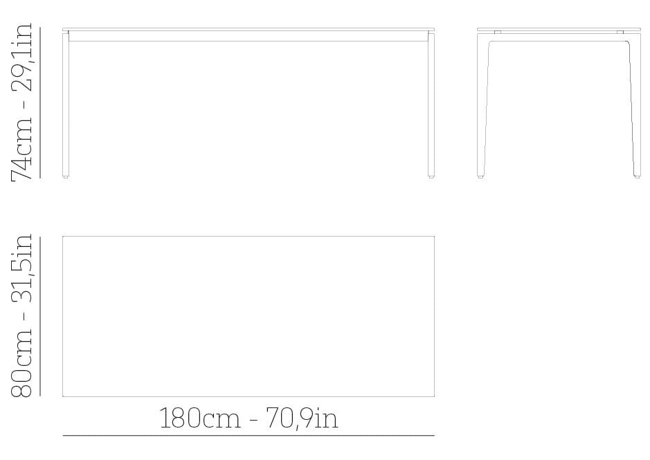 Прямоугольный стальной стол с порошковым покрытием BABEL D Гао ARCH-00007549 - Вид №3