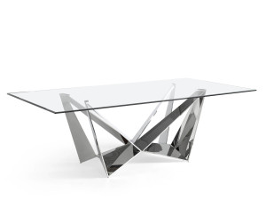 Прямоугольный стол для гостиной из стали и стекла