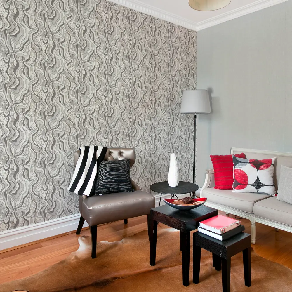 Обои бумажные Московская обойная фабрика Вероника черно-белые 0.53 м 6360-9 STLM-2204516 - Вид №3