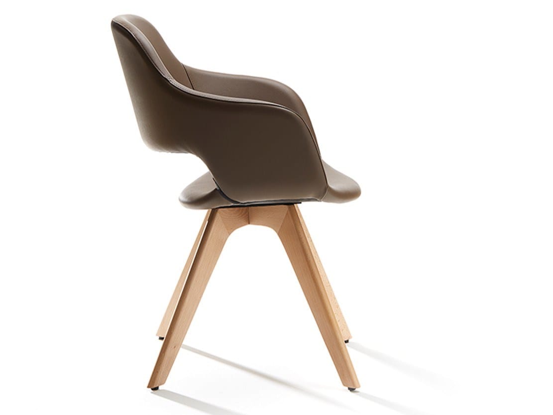 Мягкий стул с подлокотниками и деревянным основанием с 4 ножками VAGHI ARCH-00136773 - Вид №2