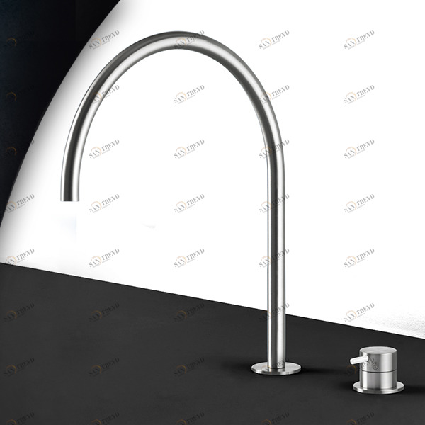 Смеситель для раковины сталь матовая с белой ручкой Toki Radomonte TKI33SCIL21