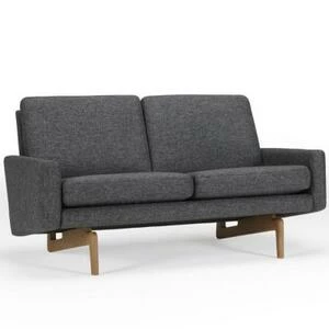 Диван двухместный Egsmark с мягкими подлокотниками, лакированный дуб, темно-серый