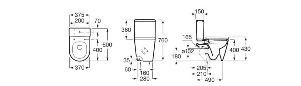 Пол керамический моноблочный туалет Roca Inspira ARCH-00128123 - Вид №2