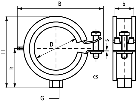 3374063 Крепление для труб  BISMAT® Flash Хомуты с вкладышем epdm (M8, M8/10) для всех видов труб WALRAVEN  - Вид №1