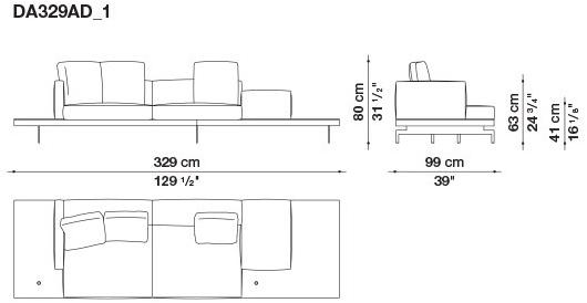 B&B Italia 3-х местный тканевый диван с шезлонгом Dock sun-id-1355318 - Вид №127