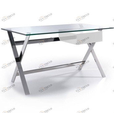 Письменный стол стеклянный с белым ящиком Angel Cerda от Angel Cerda ANGEL CERDA  147537 Прозрачный;хром 