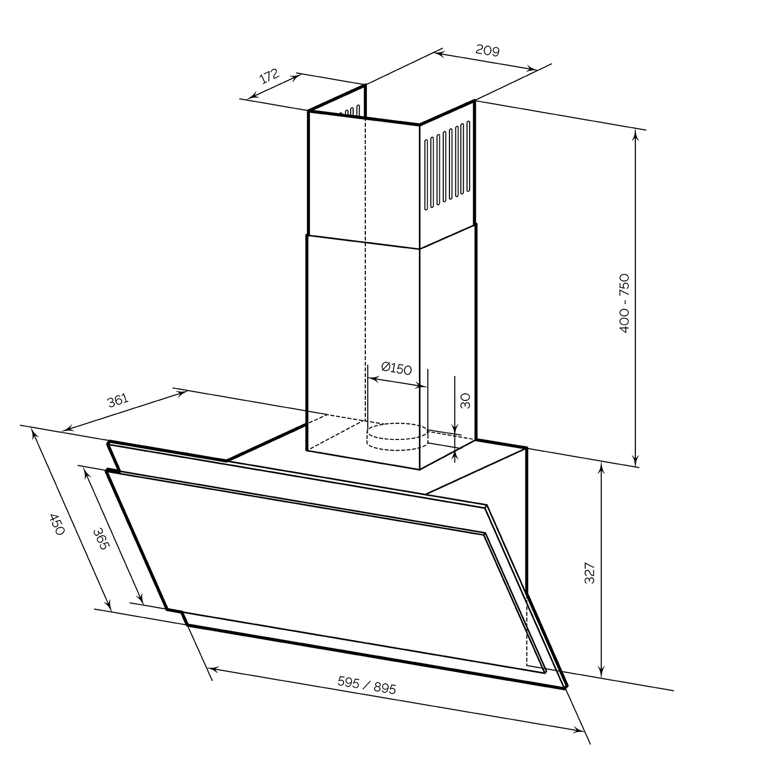 9183755 Вытяжка наклонная LEX FURIA 600 белый/белый STDN-0135731 - Вид №3