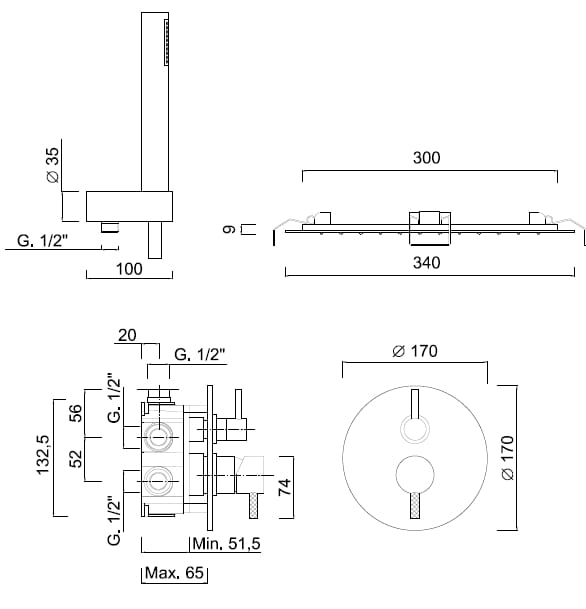 Встраиваемый набор для душа с ручным душем Rubinetteria Giulini My Future Deluxe ARCH-00067143 - Вид №2