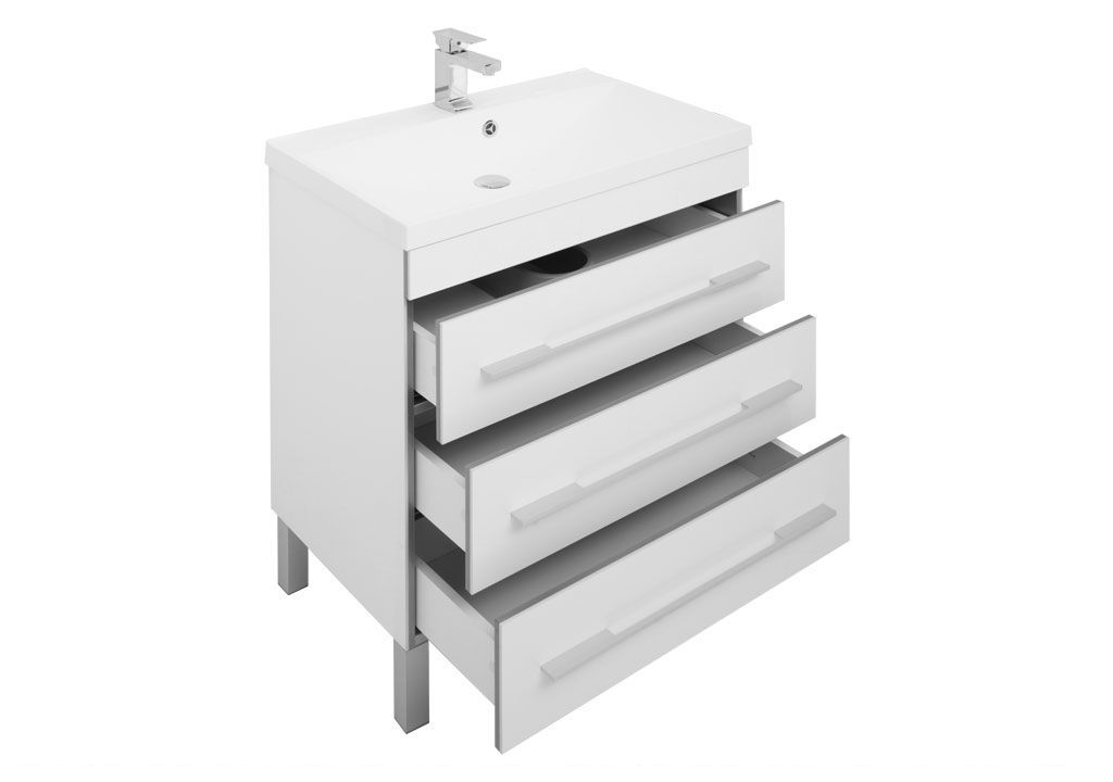 Мебель для ванной Aquanet Верона NEW 75 белый (напольный 3 ящика) 00231040 - Вид №3
