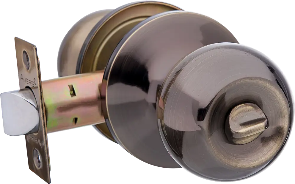 Ручка-кноб AVERS с фиксатором для межкомнатных дверей в стиле античная бронза 82001625