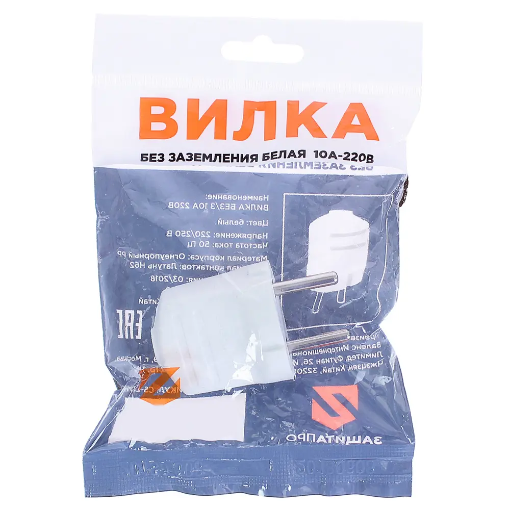 Штекер без заземления 10 А цвет белый Santreyd STLM-2015903 - Вид №1