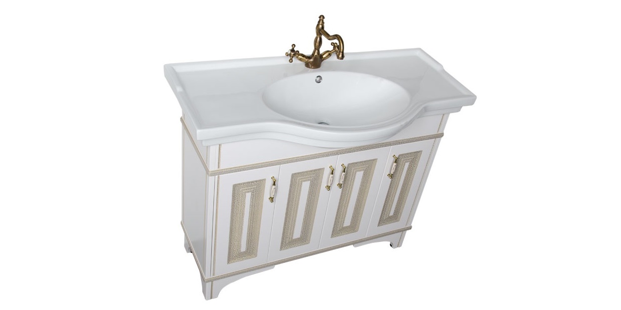 Комплект мебели Aquanet Валенса 110 белый краколет/золото 00182922 - Вид №3