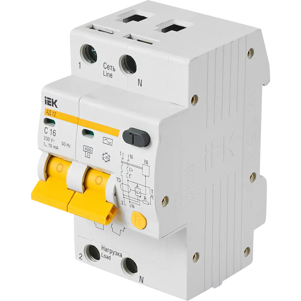 Дифференциальный автомат IEK АД12 - защита от токов утечки и перегрузок 11875689 STLM-1109797