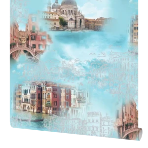 Обои виниловые WallDecor Венеция голубые 0.53 м 85000-62