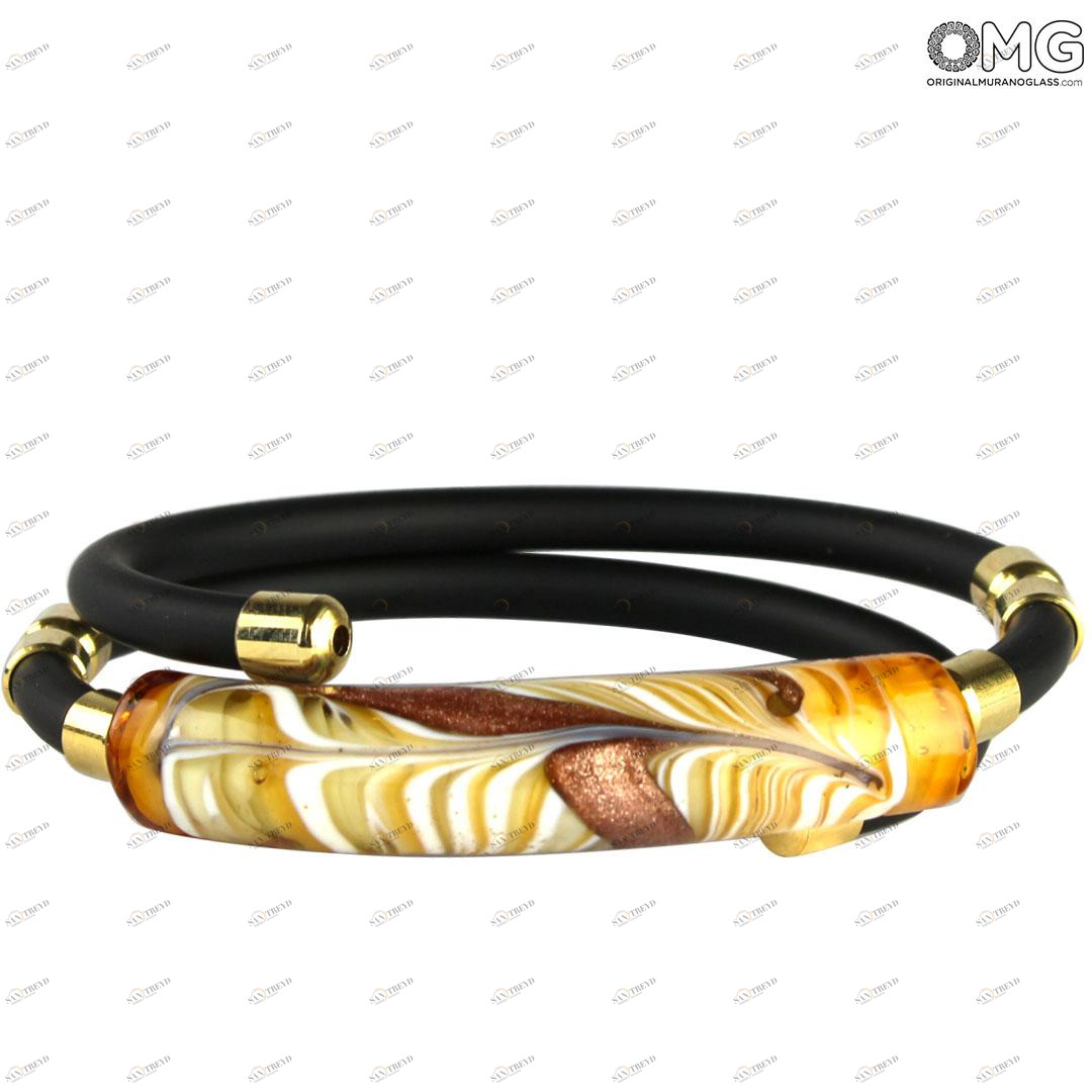 4255 ORIGINALMURANOGLASS Браслет Фиамминго - оранжевый с авантюрином - муранское стекло OMG 18 см 