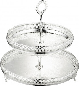 10627927 Queen Anne Блюдо двухъярусное Queen Anne 23/28см, сталь, посеребрение Сталь нержавеющая с посеребрением