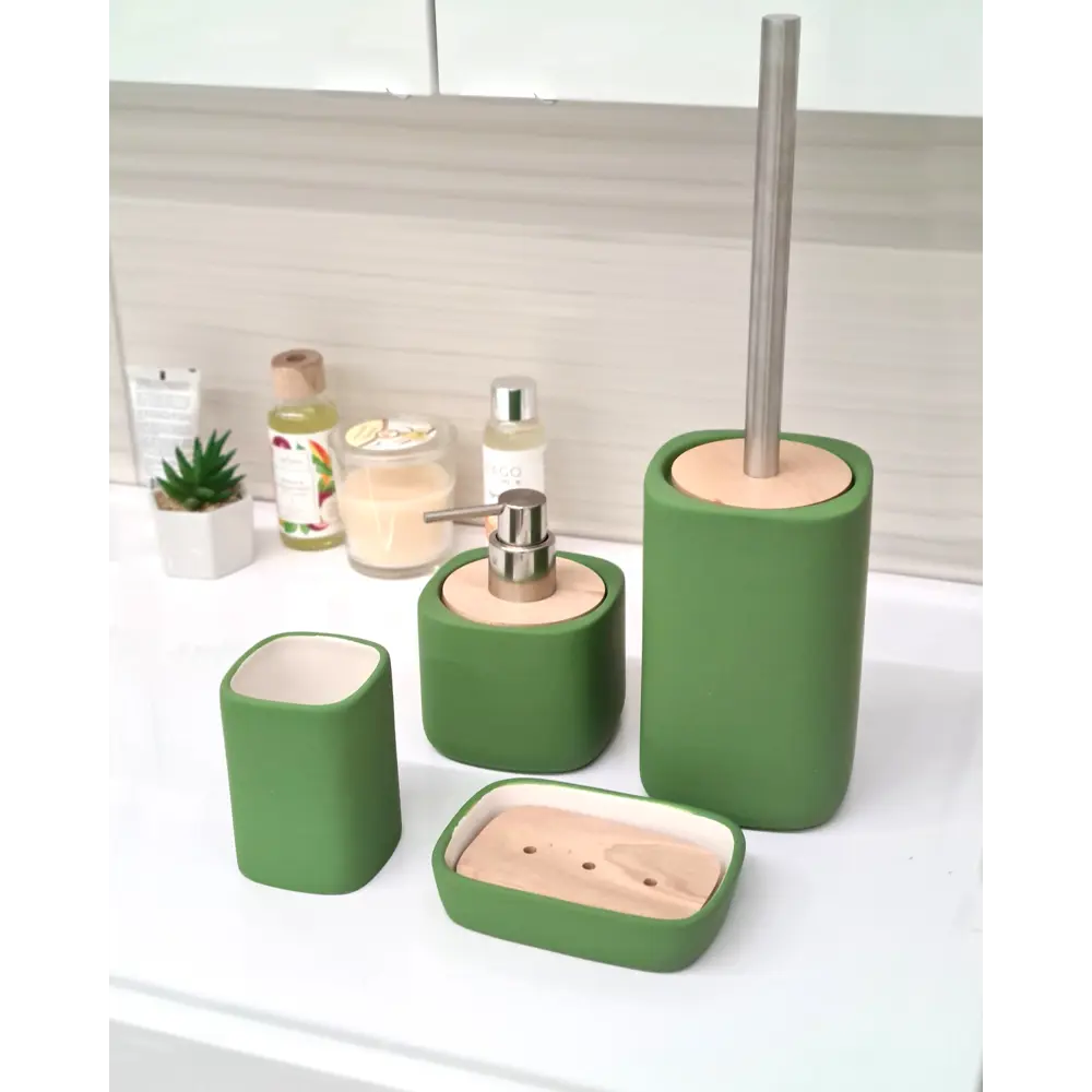 Стакан для зубных щёток Vidage Green Meadow керамика цвет зеленый STLM-2084195 - Вид №3