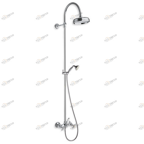 CRILD409 Внешний смеситель для душа с регулируемым верхним душем с защитой от извести, гибким шлангом и ручным душем с защитой от извести со штангой Cristina Rubinetterie 