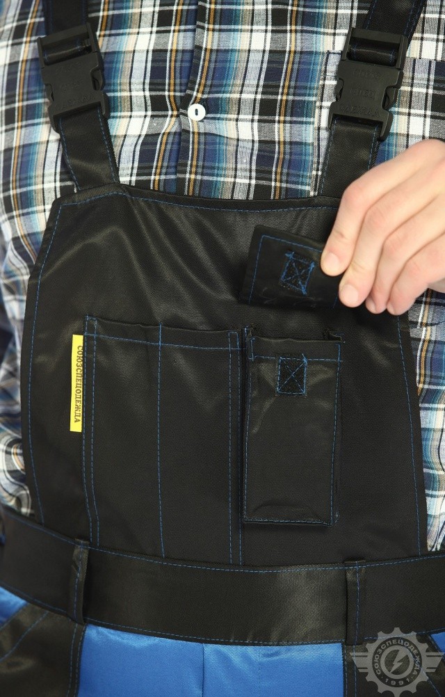 61473 Полукомбинезон "Мастер" василек-черный  Летняя спецодежда  размер 52-54/170-176  - Вид №6