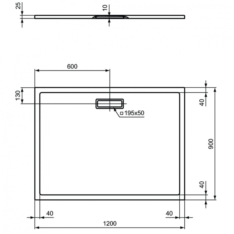 T4483V1 Душевой поддон 1200x900x25 мм Ideal Standard ULTRAFLAT NEW  - Вид №4