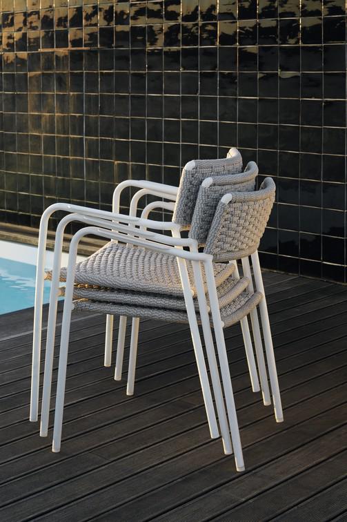 MNST32 Стул белый веревка 11мм серебристый Manutti Echo - Вид №5