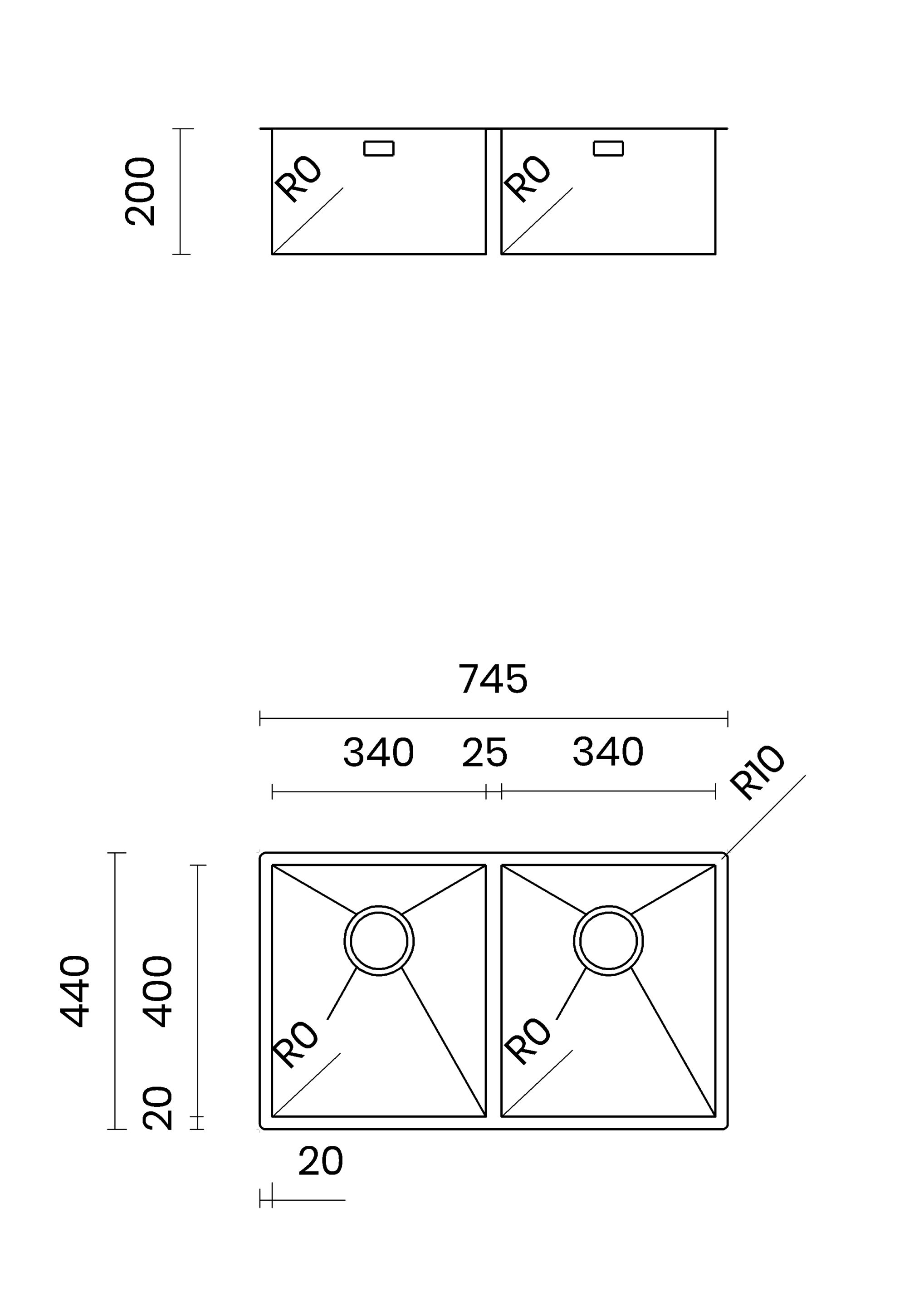 2 раковины из нержавеющей стали TASCA нулевой радиус ARCH-00056178 - Вид №3