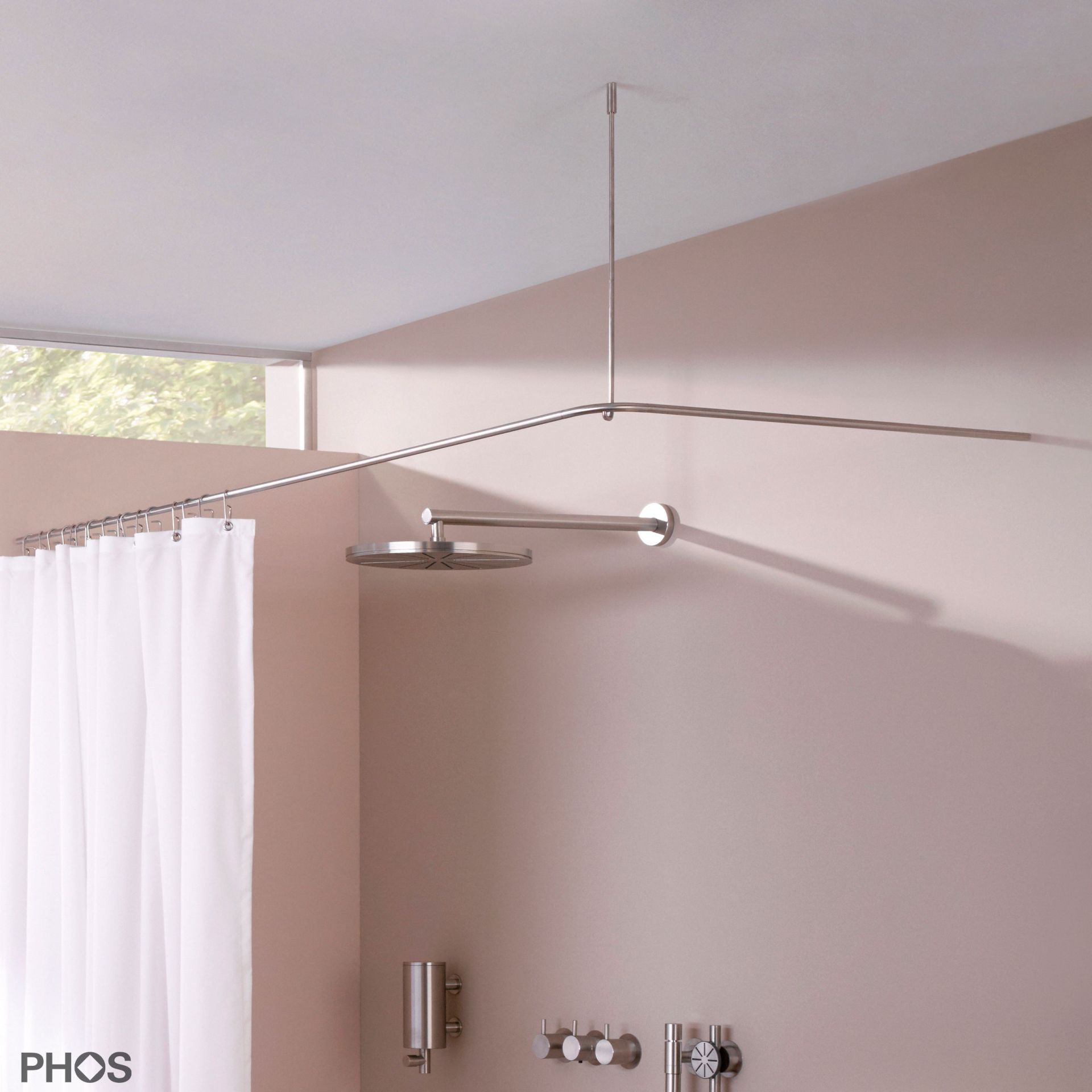 DSE1200-900 L-образный карниз для душевой занавески, 120 x 90 см, для привинчивания PHOS  - Вид №2