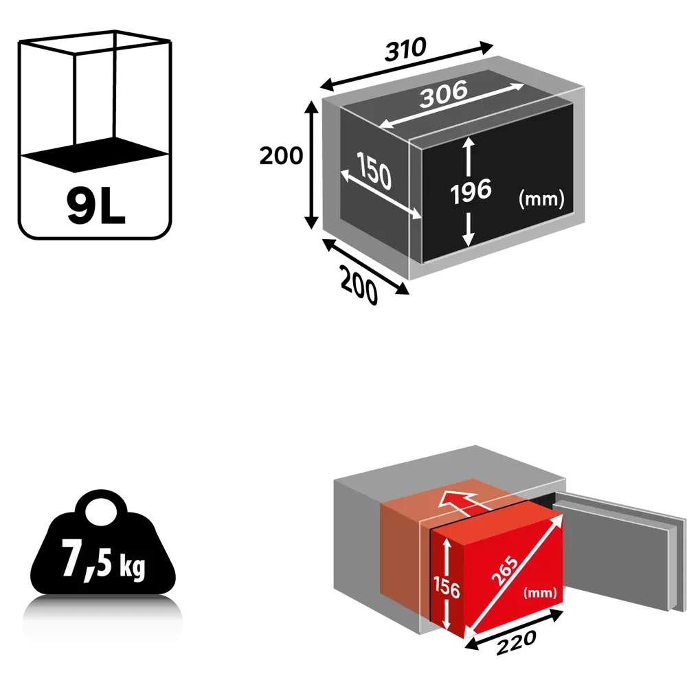 Сейф мебельный Standers N2 с электронным замком сталь 9 л STLM-2167642 - Вид №9