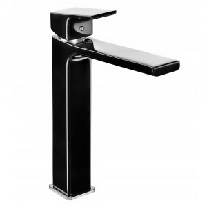 103588002st  Смеситель для раковины Tiera High Type - Экономия воды - Черный-Хром