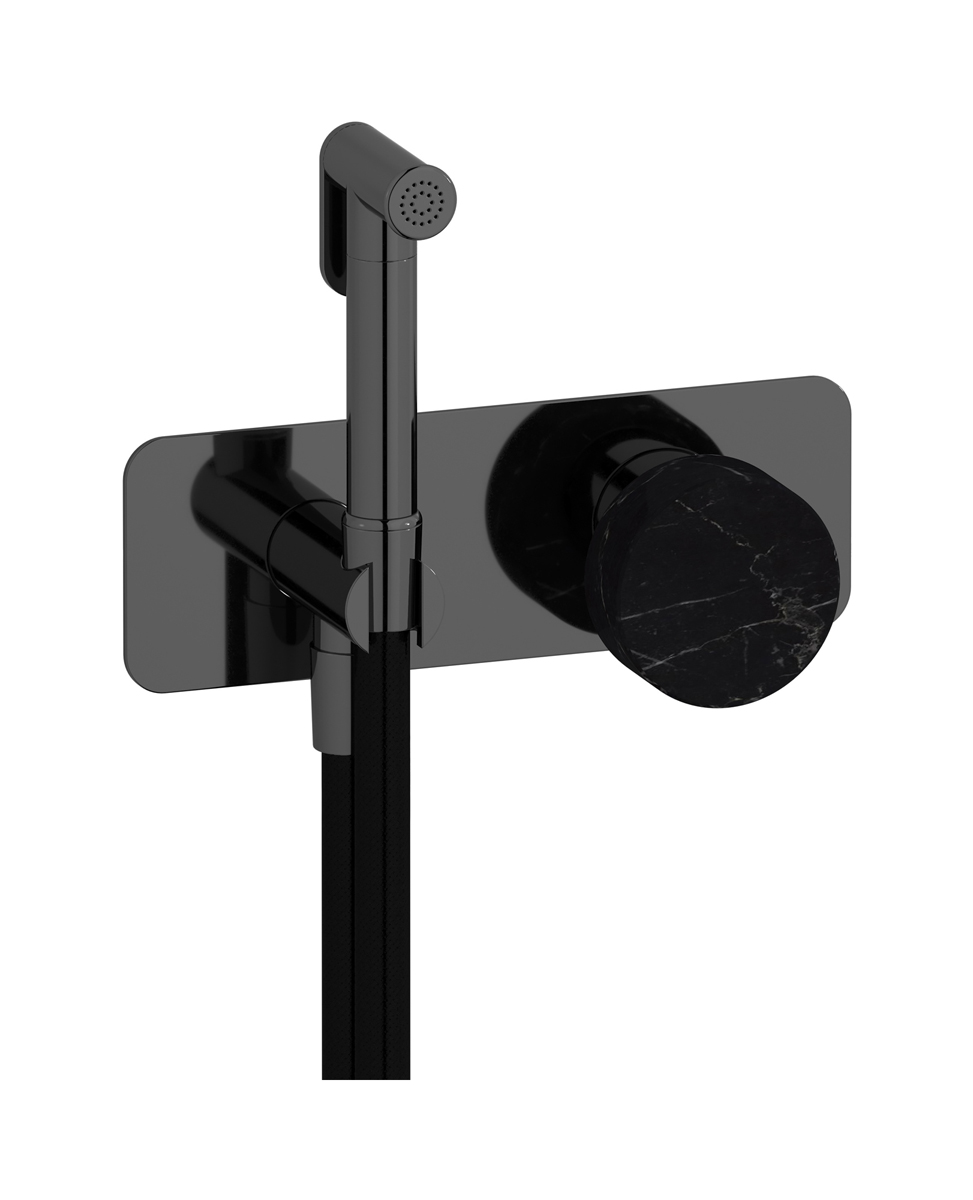Внешние части гигенического душа со смесителем. WE ARE IB mr706cf_2 Black Chrome Marmo