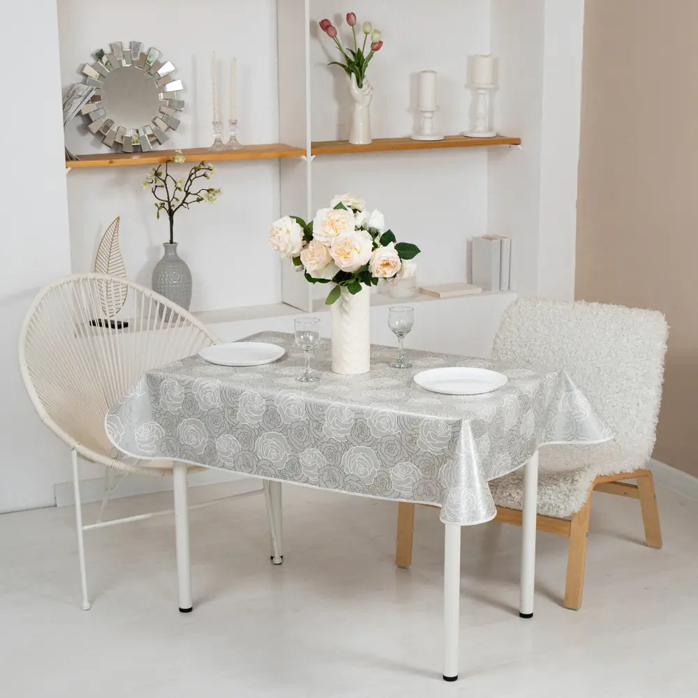 Скатерть Розы 135x160 см цвет серый Santreyd STLM-2186196