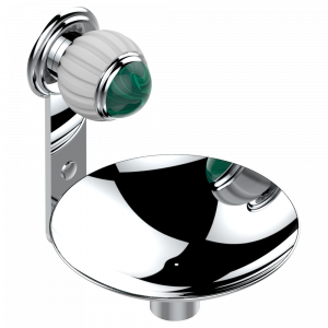 A8M-546GM Мыльница настенная, диаметр : 150 мм Thg-paris Vogue с малахитом Хром