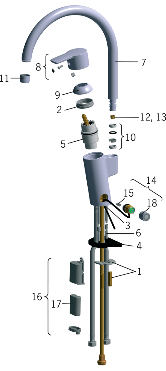 Oras 2839F Смеситель для кухни с клапаном, 6 V 2839F Cubista Хром  - Вид №5