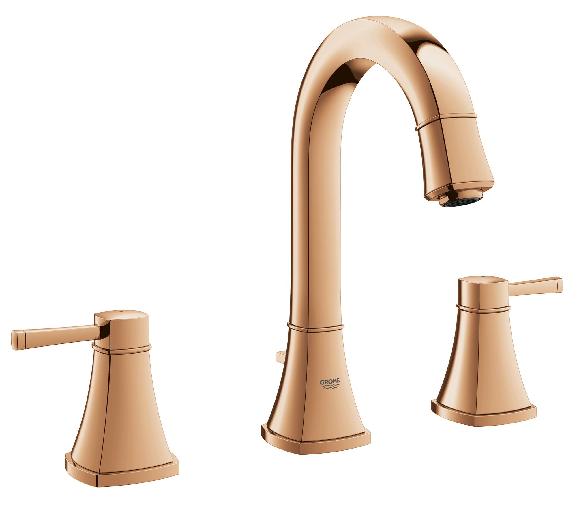 Смеситель для раковины GROHE Grandera на 3 отверстия с донным клапаном, высокий излив, теплый закат глянец (20389DA0)