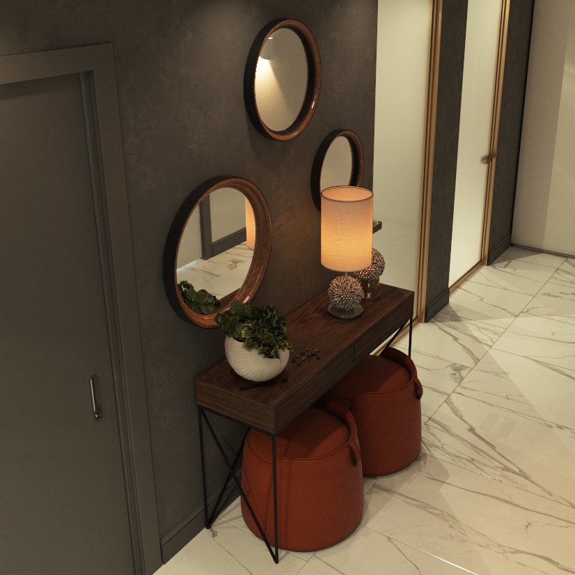 Консоль деревянная с ящиками и металлическими ножками американский орех Prince line box black INTELLIGENT DESIGN  260997 Орех;коричневый  - Вид №1