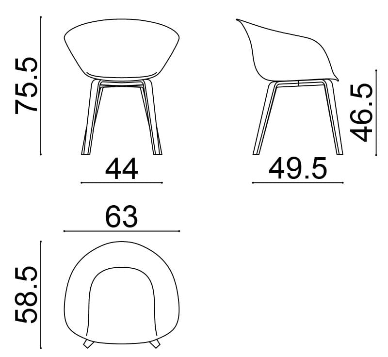 Стул с тканевой обивкой Arper Duna 02 ARCH-00031062 - Вид №6