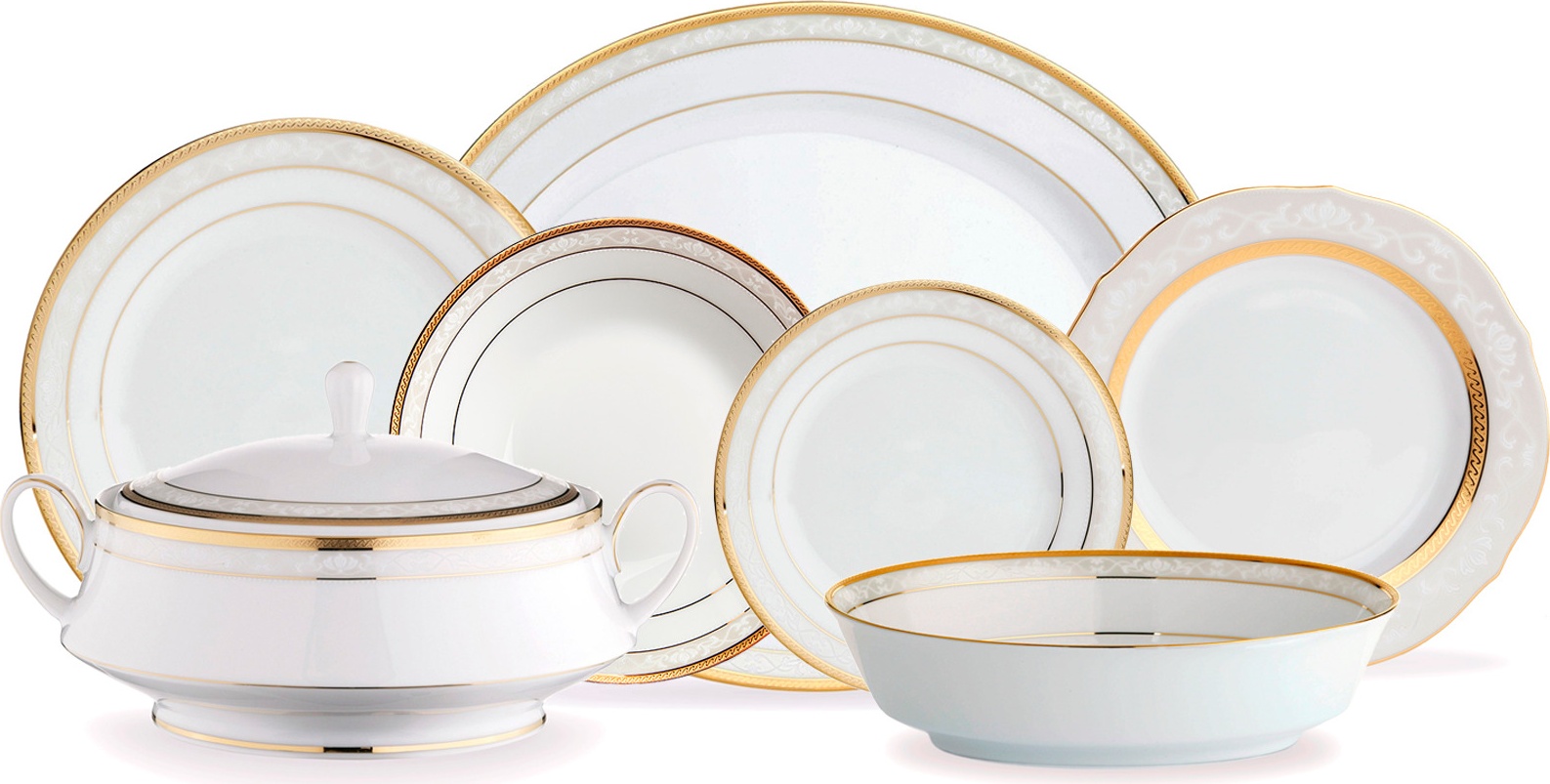 10655232 Noritake Сервиз столовый Noritake "Хэмпшир, золотой кант" на 6 персон 27 предметов Фарфор 