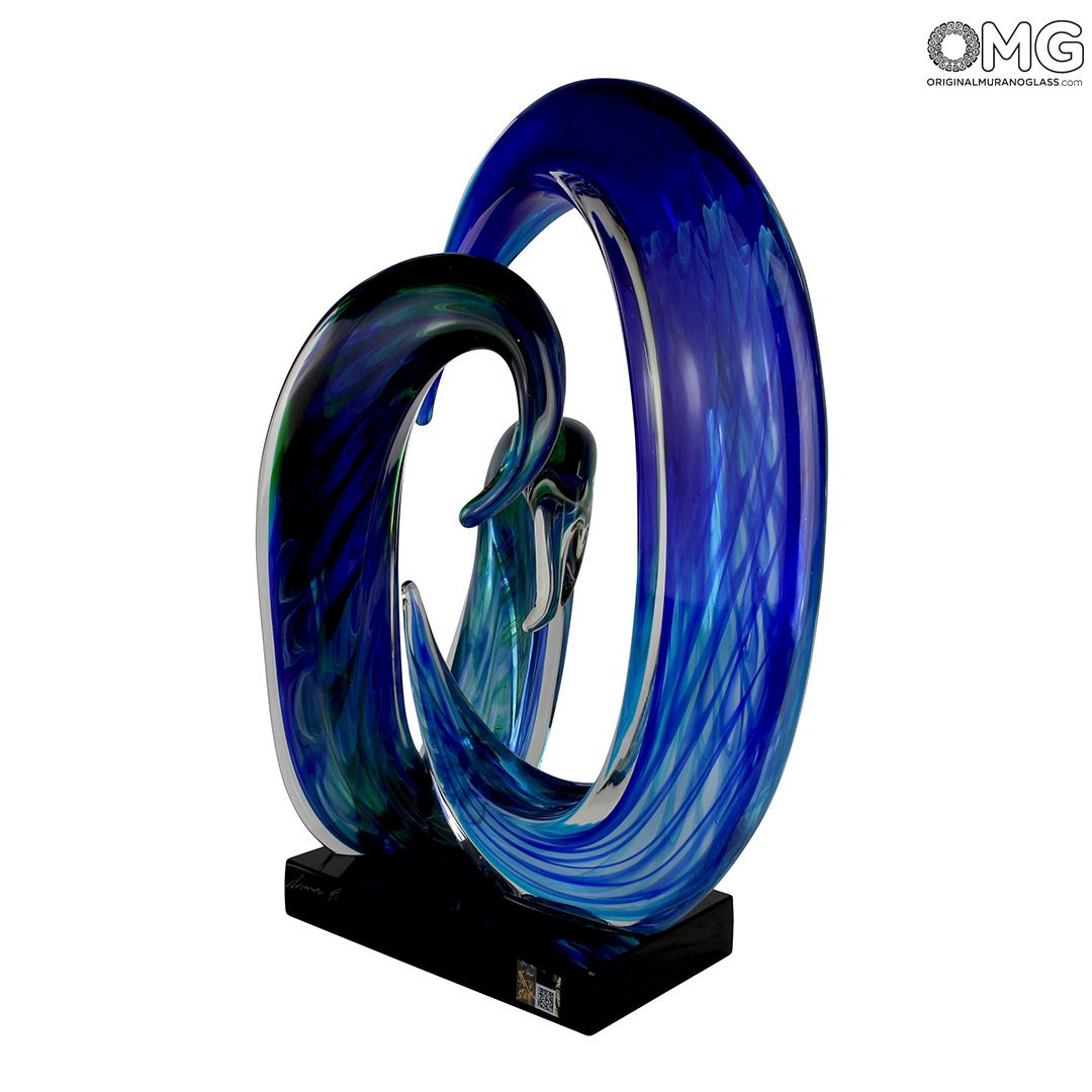 4586 ORIGINALMURANOGLASS Скульптура Морская волна - Муранское стекло OMG 18 см  - Вид №1