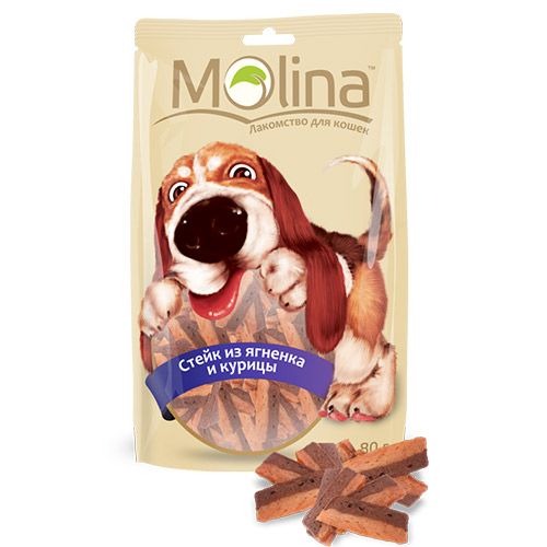ПР0039838 Лакомство для собак Стейк из ягненка и курицы 80г Molina 