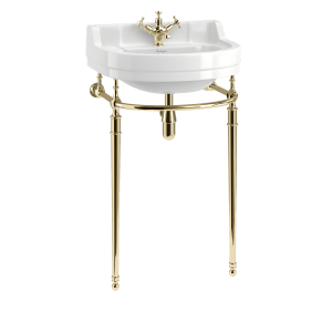 Burlington Edwardian Раковина круглой формы в эдвардианском стиле 560 мм с умывальником Regal Gold с 2-мя отверстиями под смеситель B6 2TH-T62 GOLD-T24A GOLD