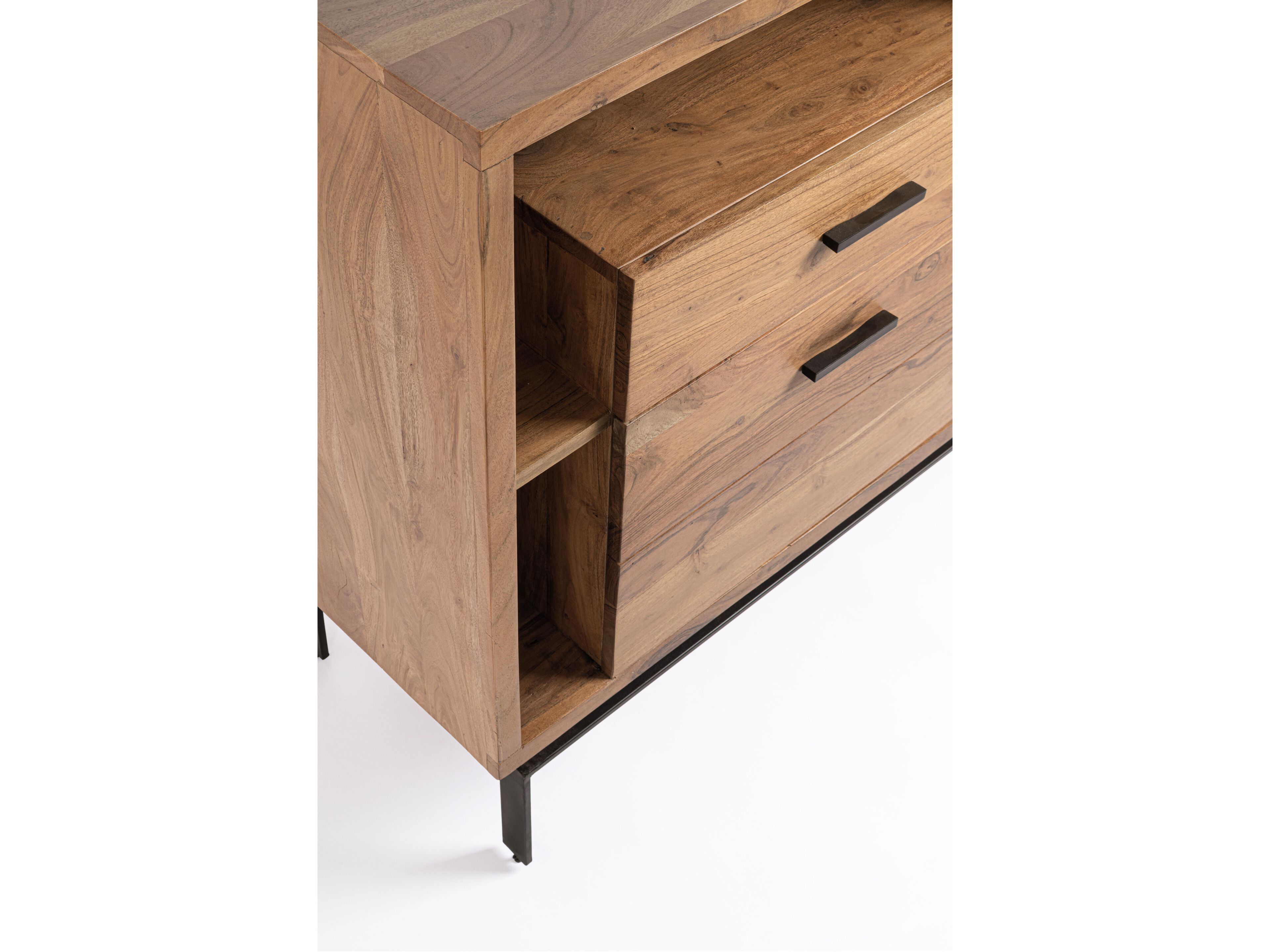 Шкаф из акации с 2 распашными дверцами и 2 ящиками BIZZOTTO Mangal ARCH-00017015 - Вид №2