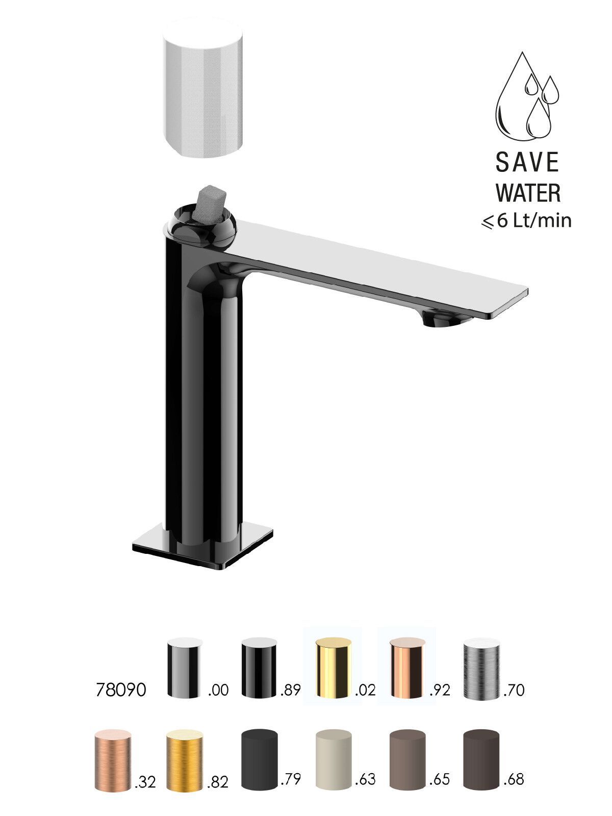 Однорычажный смеситель для раковины с автоматическим сливом Rubinetterie Frattini Narciso S ARCH-00043114 - Вид №9