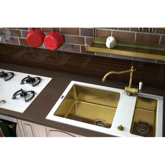 Zorg GL 8051-2 white bronze Мойка кухонная прямоугольная Zorg  - Вид №2